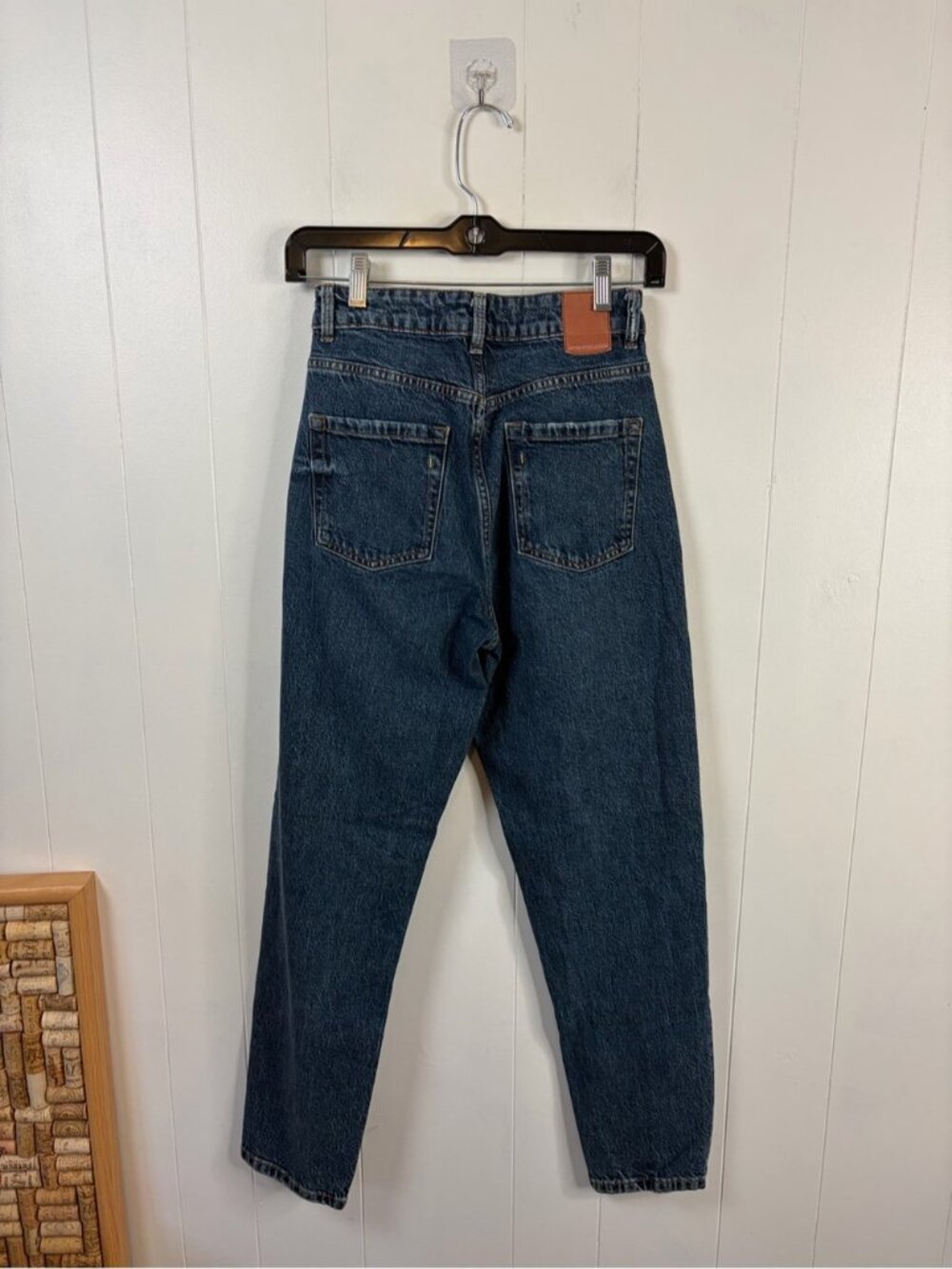 Zara Cropped Straight Leg Mom Jeans 90s Size 2 Denim Dark Wash Cotton Minimalist - Picture 3 of 8